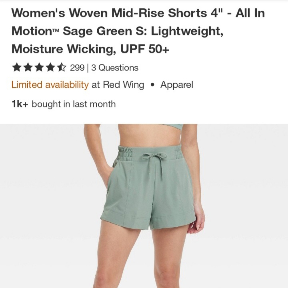 All In Motion Women's Athletic Shorts in Sage